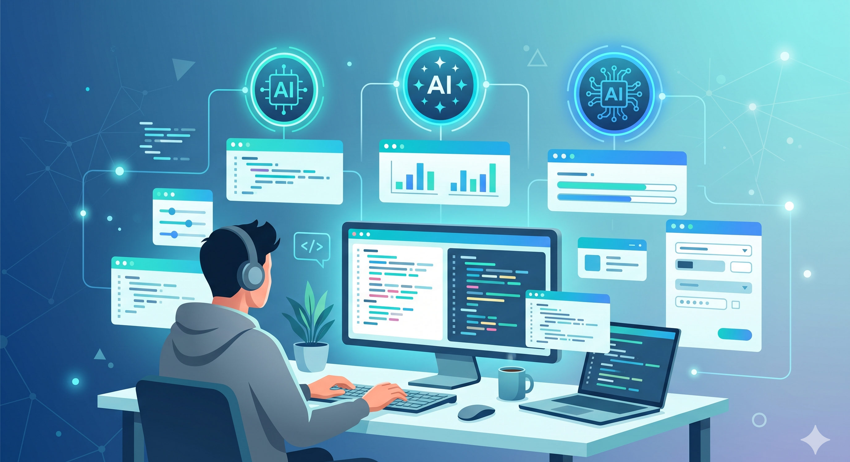 AI 코딩 어시스턴트 비교 일러스트