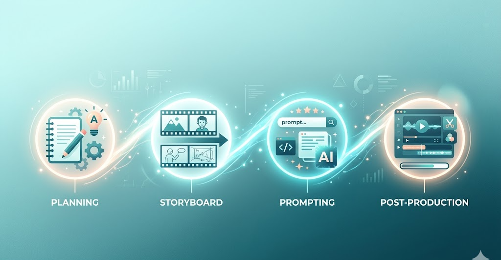 AI 영상 제작 워크플로우와 스토리보드 다이어그램
